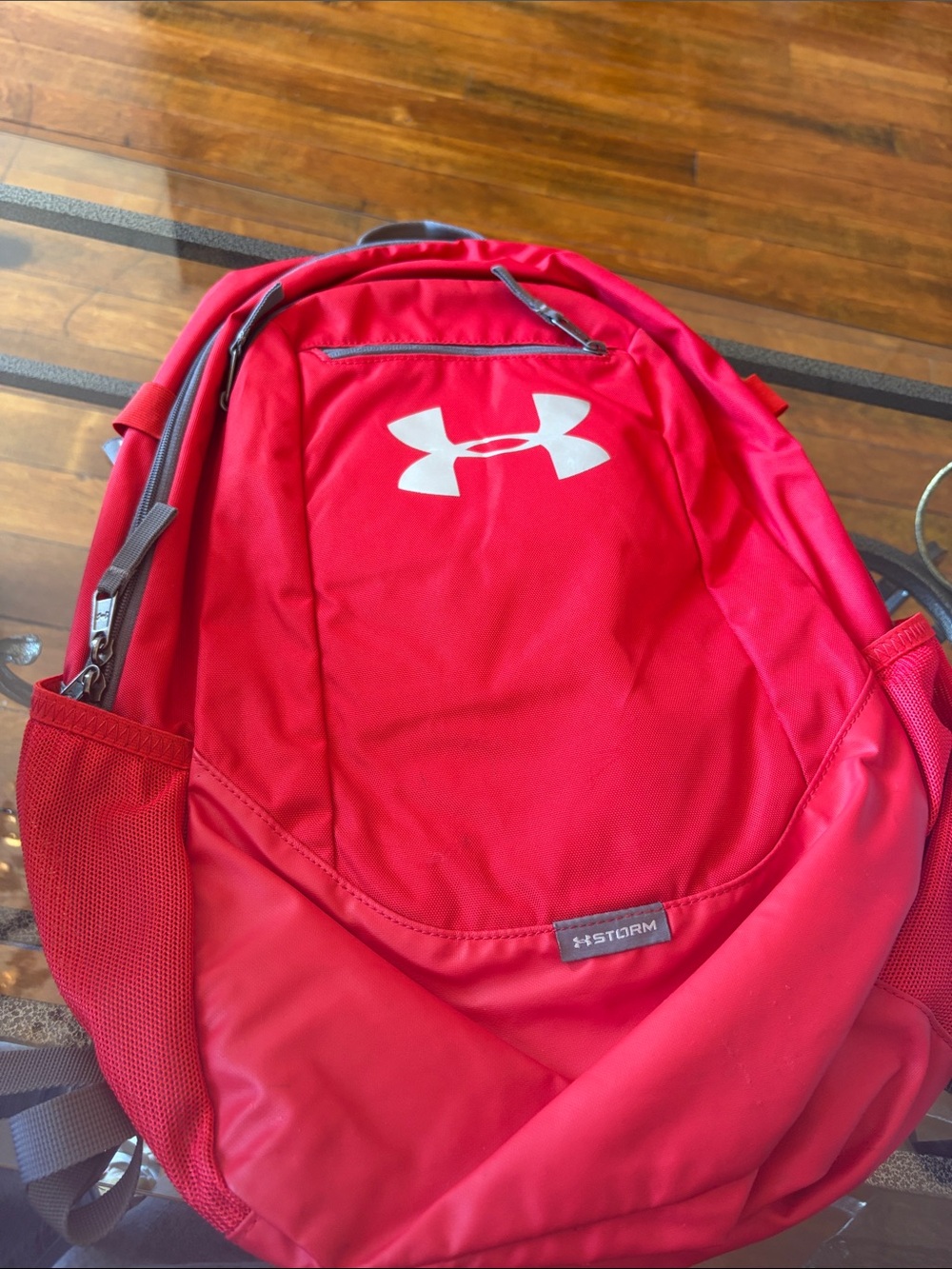 Under Armour Red boys youth baseball Backpack with White Logo